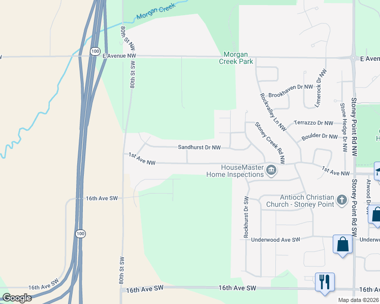 map of restaurants, bars, coffee shops, grocery stores, and more near 7505-7511 Sandhurst Drive Northwest in Cedar Rapids