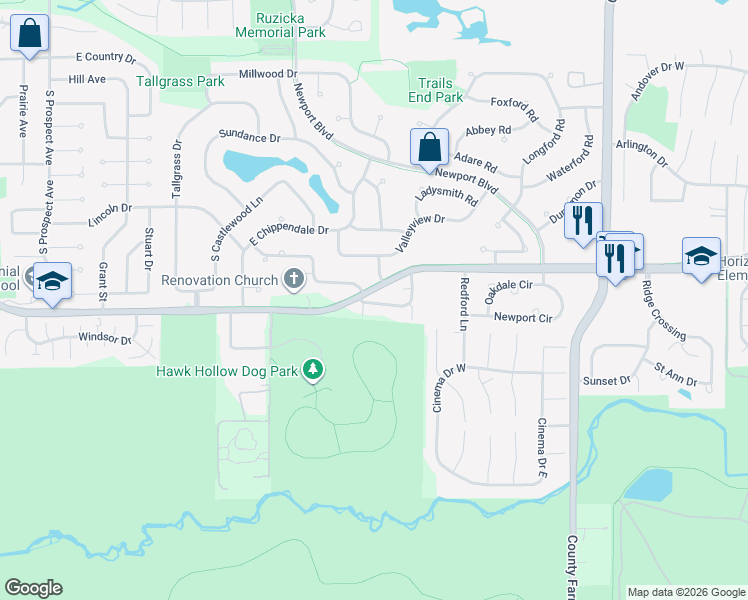 map of restaurants, bars, coffee shops, grocery stores, and more near 477 Nicole Drive in Bartlett