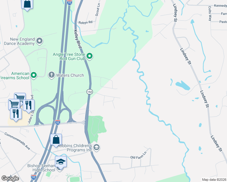 map of restaurants, bars, coffee shops, grocery stores, and more near 41 Sully Lane in Attleboro
