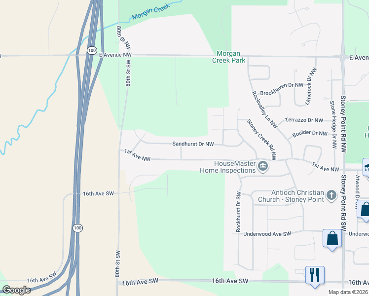 map of restaurants, bars, coffee shops, grocery stores, and more near 7505-7511 Sandhurst Drive Northwest in Cedar Rapids