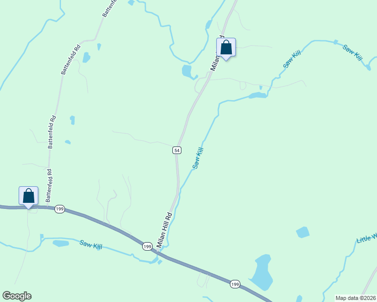 map of restaurants, bars, coffee shops, grocery stores, and more near 100 Milan Hill Road in Red Hook