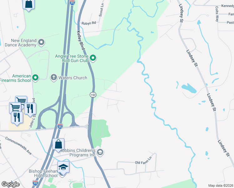 map of restaurants, bars, coffee shops, grocery stores, and more near 41 Sully Lane in Attleboro