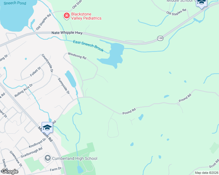 map of restaurants, bars, coffee shops, grocery stores, and more near 19 Gold Star Drive in Cumberland