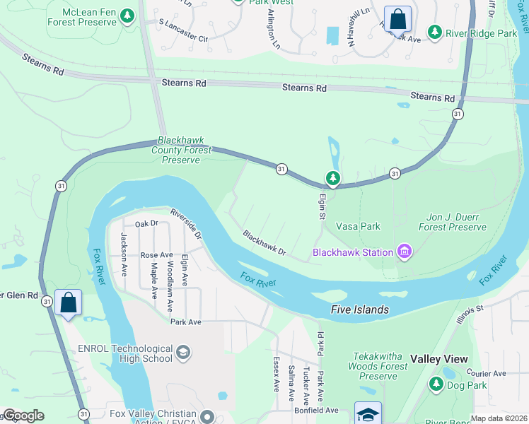 map of restaurants, bars, coffee shops, grocery stores, and more near 7N109 Smith Street in South Elgin