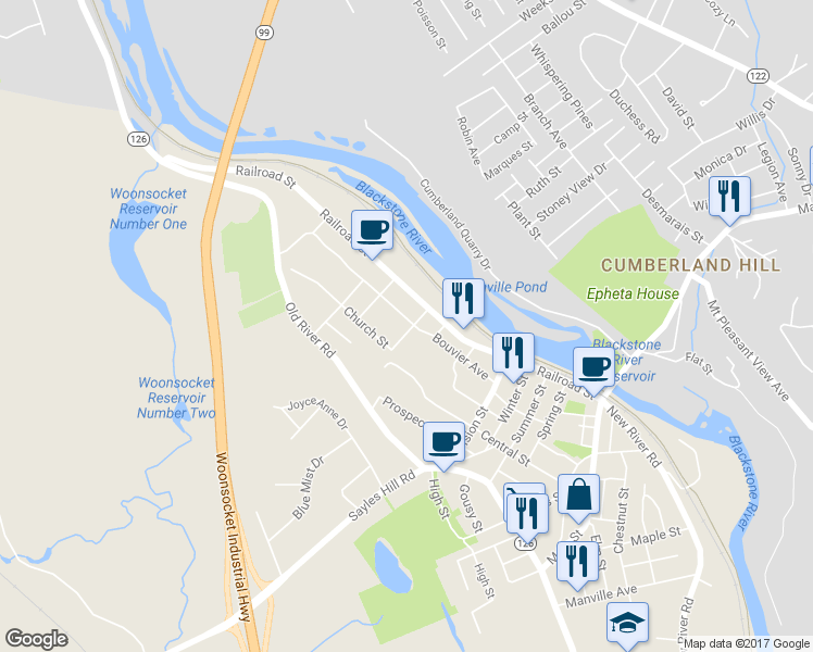 map of restaurants, bars, coffee shops, grocery stores, and more near 82 Bouvier Avenue in Lincoln