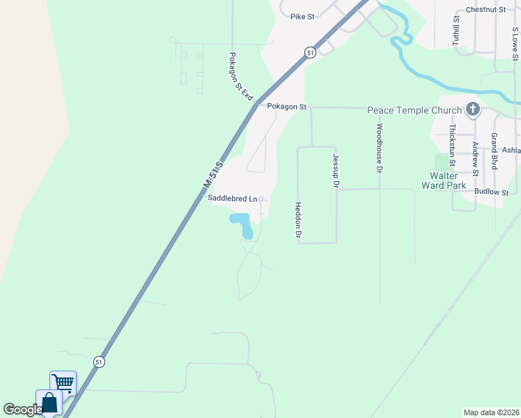 map of restaurants, bars, coffee shops, grocery stores, and more near 29329 Saddlebred Lane in Dowagiac