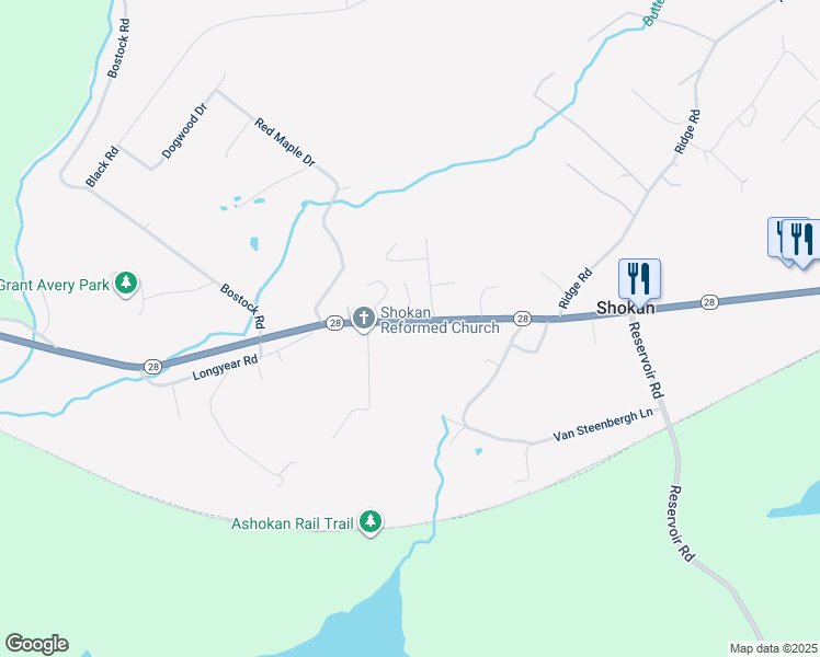 map of restaurants, bars, coffee shops, grocery stores, and more near 3263 New York 28 in Shokan