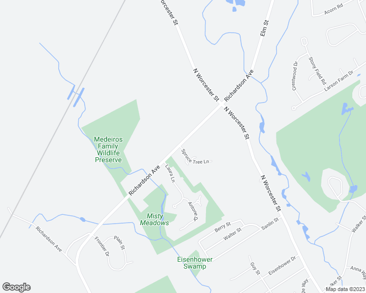 map of restaurants, bars, coffee shops, grocery stores, and more near 6 Spruce Tree Lane in Norton