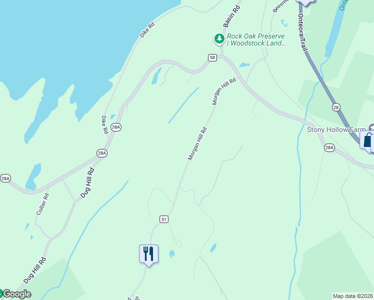 map of restaurants, bars, coffee shops, grocery stores, and more near 96 Morgan Hill Road in Hurley