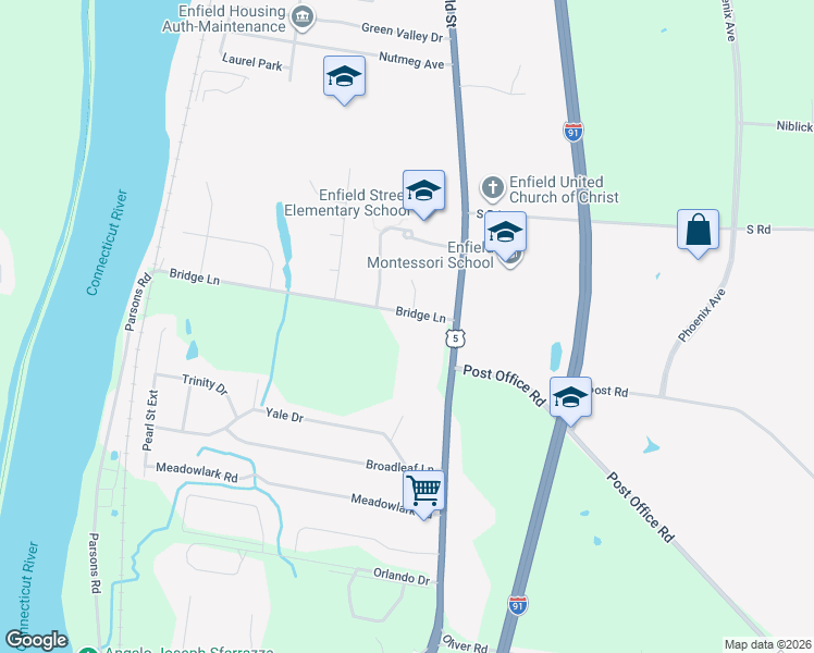map of restaurants, bars, coffee shops, grocery stores, and more near 1 Bridge Lane in Enfield
