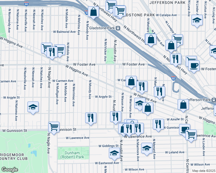 map of restaurants, bars, coffee shops, grocery stores, and more near in Chicago