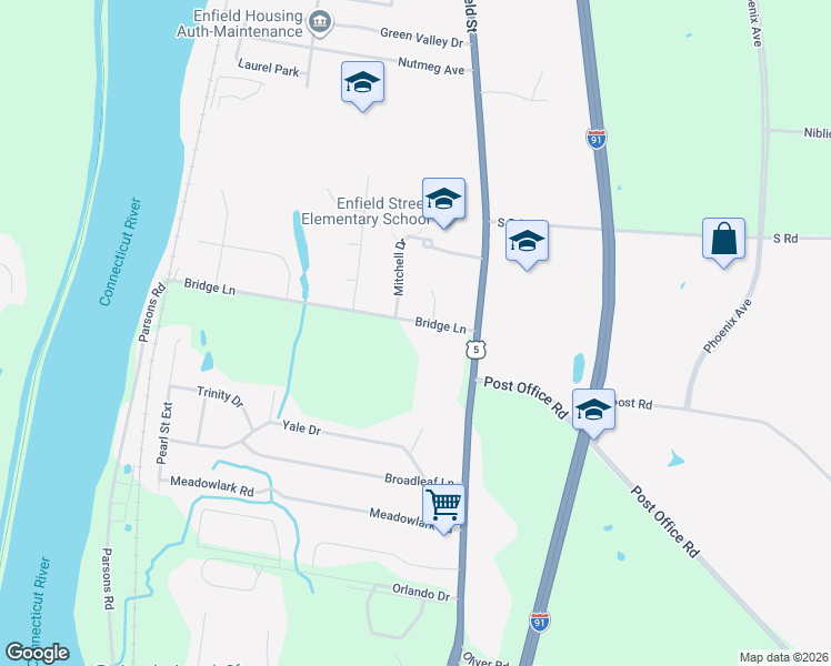 map of restaurants, bars, coffee shops, grocery stores, and more near 1356 Enfield Street in Enfield