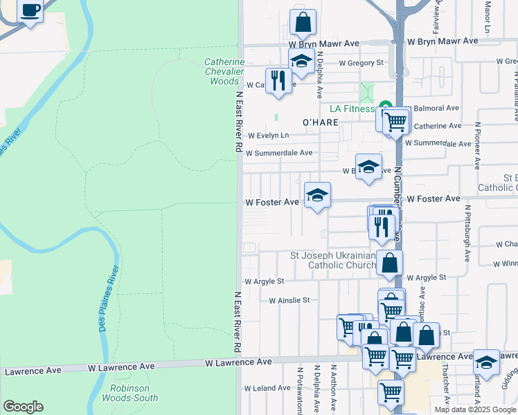 map of restaurants, bars, coffee shops, grocery stores, and more near in Chicago