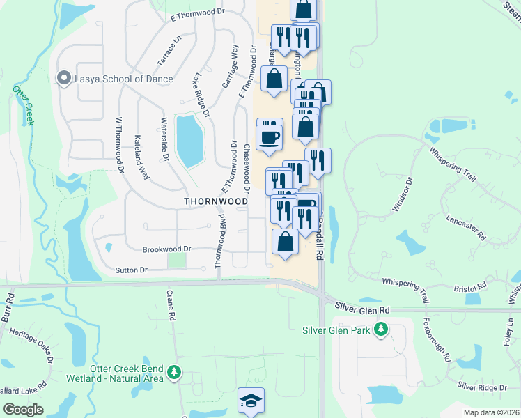 map of restaurants, bars, coffee shops, grocery stores, and more near 859 Sunrise Drive in South Elgin