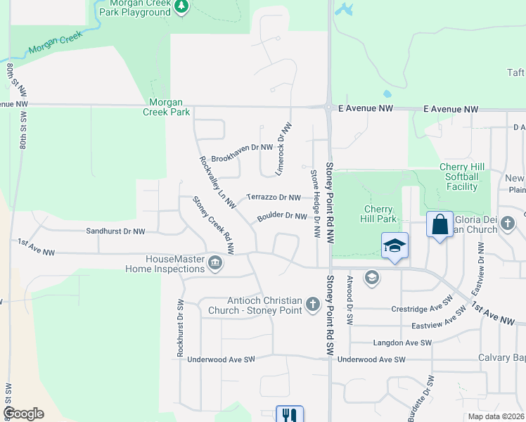 map of restaurants, bars, coffee shops, grocery stores, and more near 6907 Terrazzo Drive Northwest in Cedar Rapids