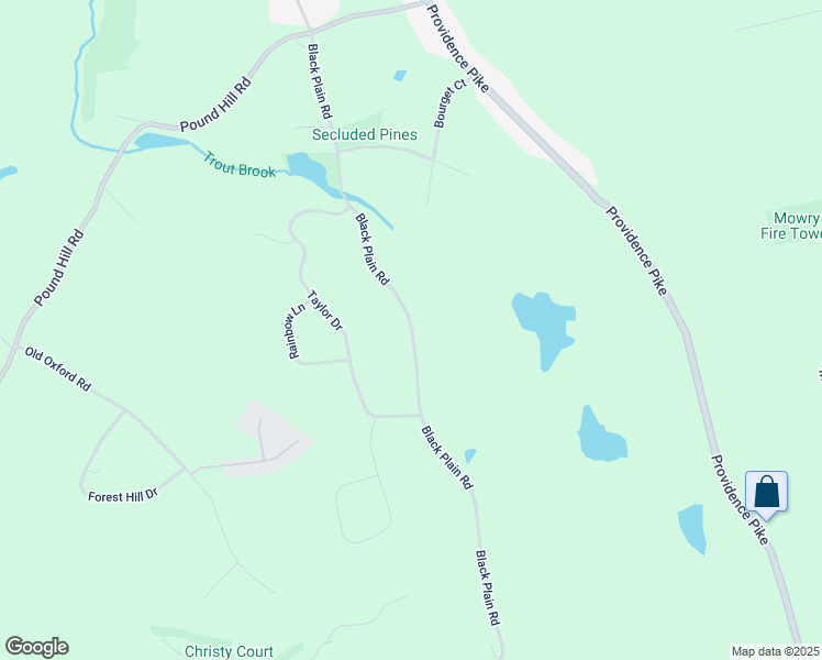 map of restaurants, bars, coffee shops, grocery stores, and more near 573 Black Plain Road in North Smithfield
