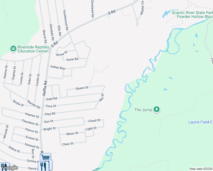 map of restaurants, bars, coffee shops, grocery stores, and more near 20 Sky Street in Enfield