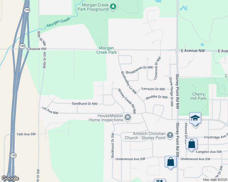 map of restaurants, bars, coffee shops, grocery stores, and more near 434 Stoney Creek Road Northwest in Cedar Rapids