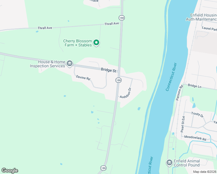 map of restaurants, bars, coffee shops, grocery stores, and more near 25 Devine Road in Suffield