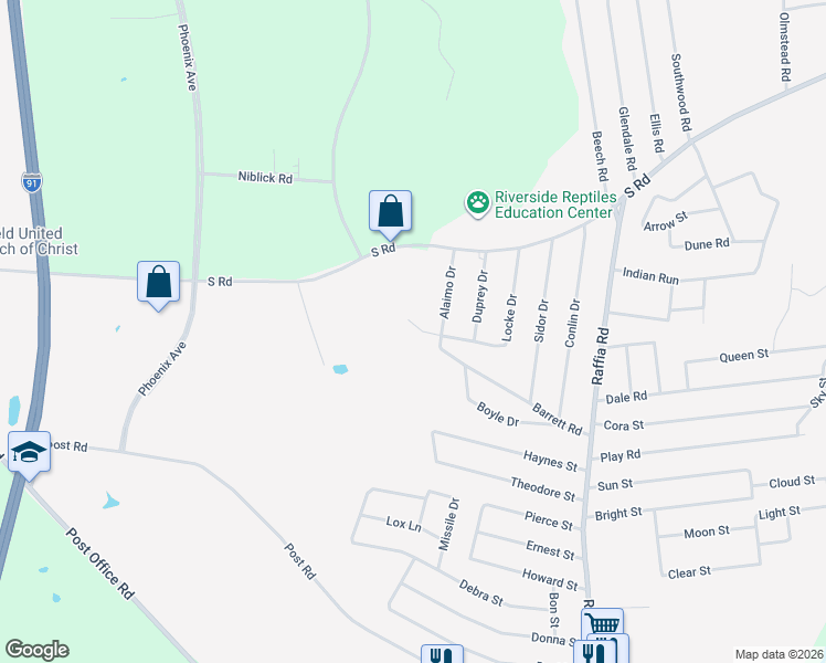 map of restaurants, bars, coffee shops, grocery stores, and more near 51 Barrett Road in Enfield