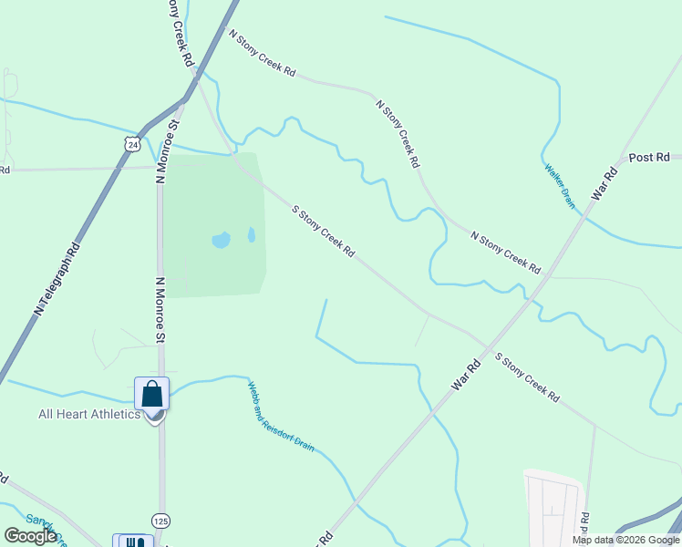 map of restaurants, bars, coffee shops, grocery stores, and more near 6751 South Stony Creek Road in Monroe