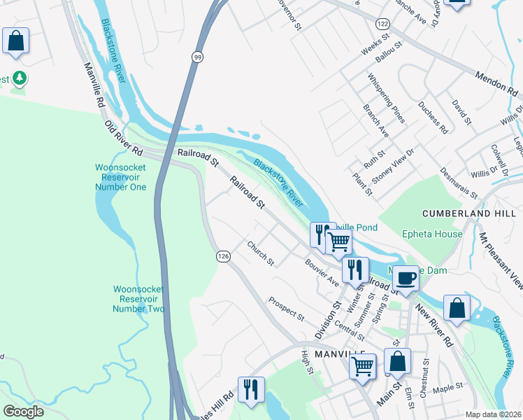 map of restaurants, bars, coffee shops, grocery stores, and more near 242 Railroad Street in Lincoln