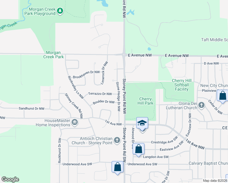 map of restaurants, bars, coffee shops, grocery stores, and more near 6620 Terrazzo Drive Northwest in Cedar Rapids