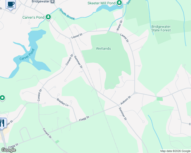 map of restaurants, bars, coffee shops, grocery stores, and more near 50 Charles Street in Bridgewater