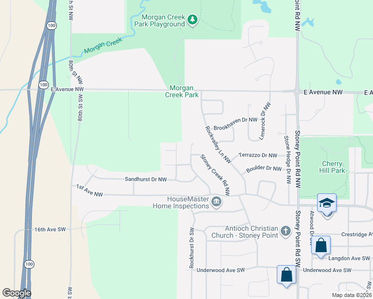 map of restaurants, bars, coffee shops, grocery stores, and more near 434 Stoney Creek Road Northwest in Cedar Rapids