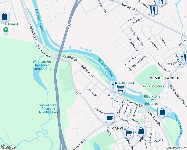 map of restaurants, bars, coffee shops, grocery stores, and more near 241 Railroad Street in Lincoln
