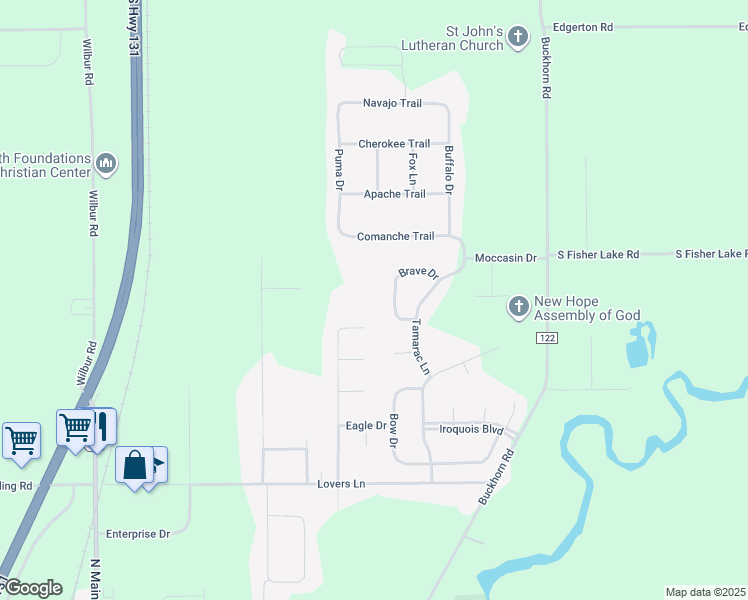 map of restaurants, bars, coffee shops, grocery stores, and more near in Three Rivers