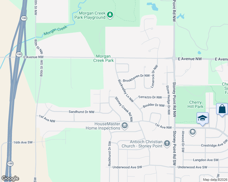 map of restaurants, bars, coffee shops, grocery stores, and more near 434 Stoney Creek Road Northwest in Cedar Rapids