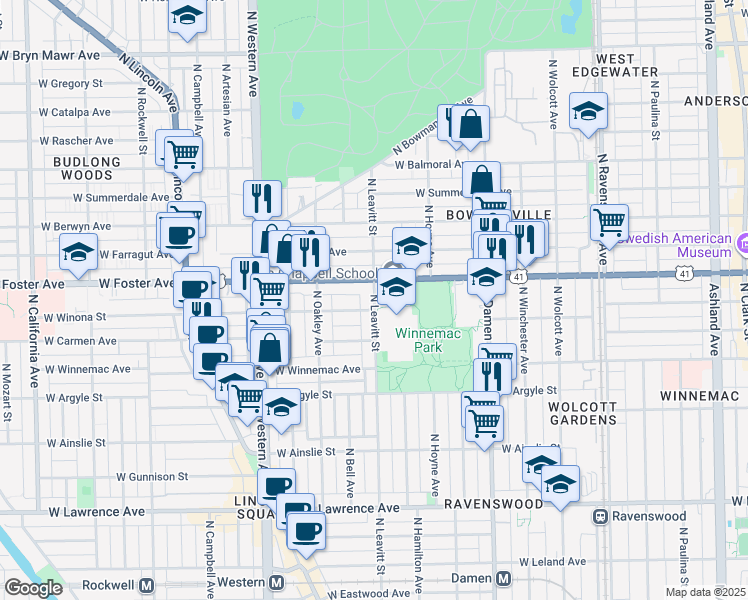 map of restaurants, bars, coffee shops, grocery stores, and more near in Chicago