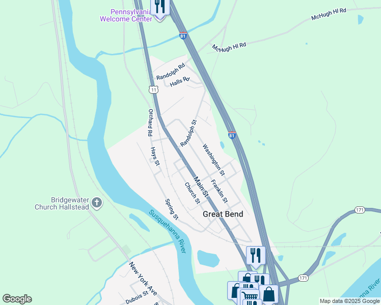 map of restaurants, bars, coffee shops, grocery stores, and more near 490 Franklin Street in Great Bend