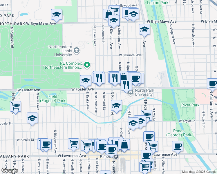 map of restaurants, bars, coffee shops, grocery stores, and more near in Chicago