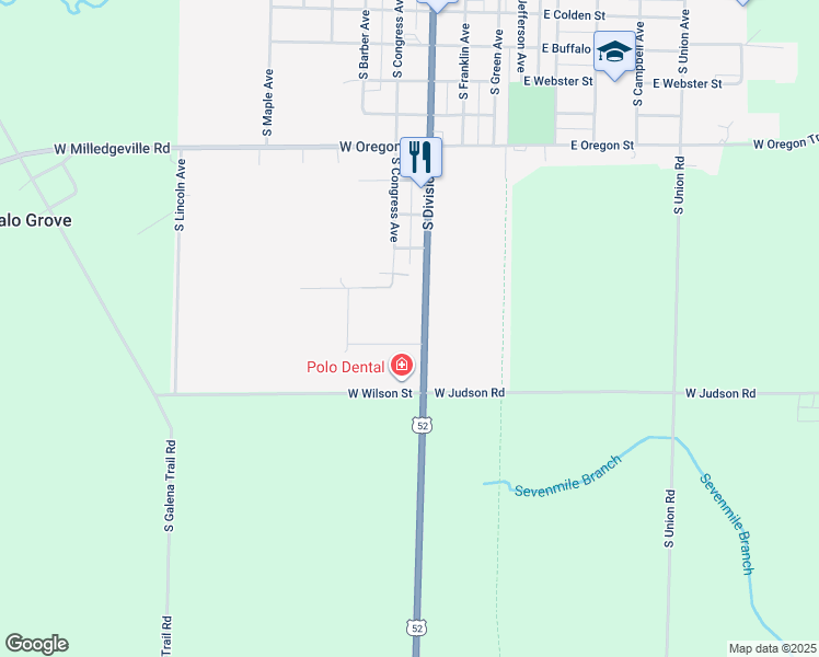 map of restaurants, bars, coffee shops, grocery stores, and more near 1007 South Division Avenue in Polo