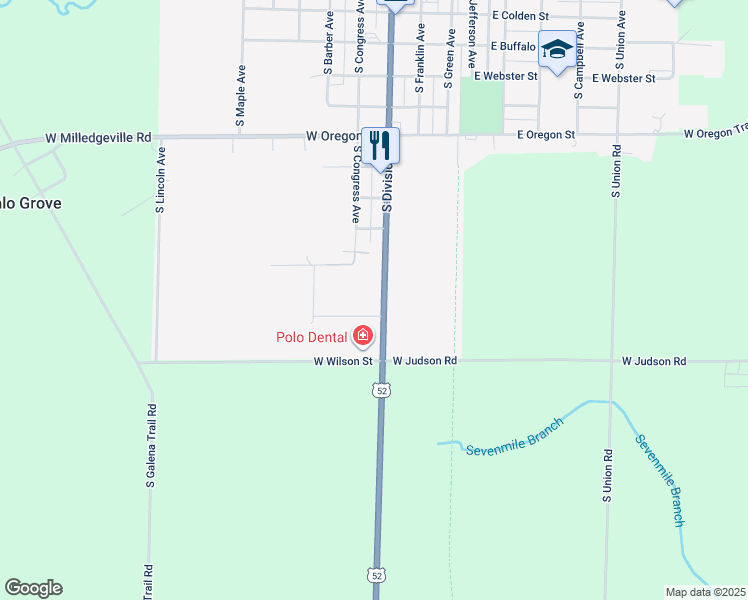 map of restaurants, bars, coffee shops, grocery stores, and more near 1007 South Division Avenue in Polo