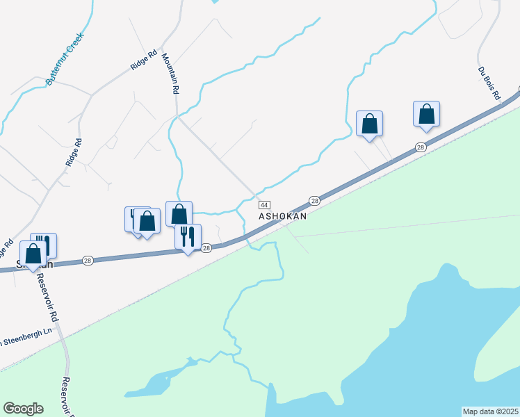 map of restaurants, bars, coffee shops, grocery stores, and more near 10 Mountain Road in Shokan