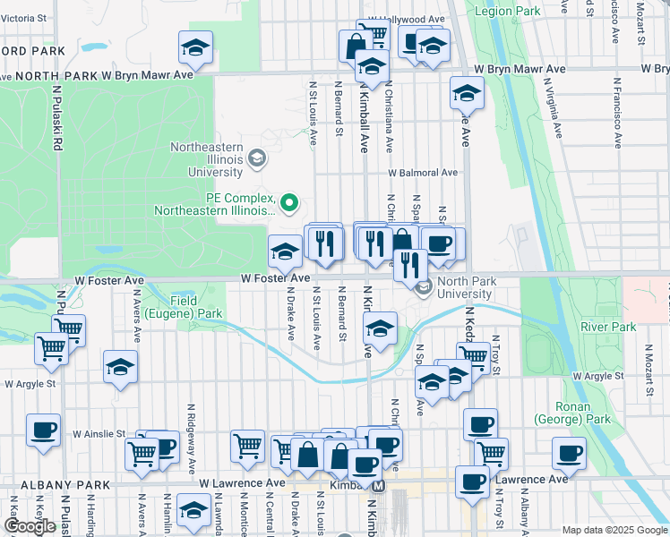 map of restaurants, bars, coffee shops, grocery stores, and more near in Chicago