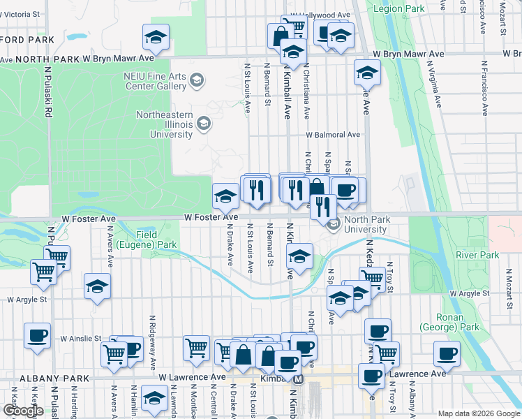 map of restaurants, bars, coffee shops, grocery stores, and more near in Chicago