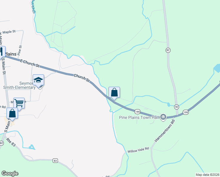 map of restaurants, bars, coffee shops, grocery stores, and more near 88 Hammertown Road in Pine Plains