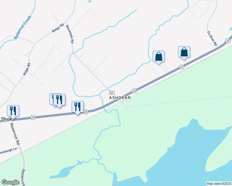 map of restaurants, bars, coffee shops, grocery stores, and more near 10 Mountain Road in Shokan