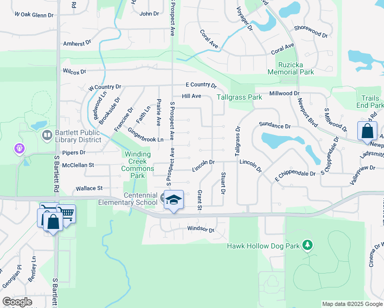 map of restaurants, bars, coffee shops, grocery stores, and more near 259 Ord Court in Bartlett