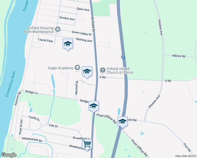 map of restaurants, bars, coffee shops, grocery stores, and more near in Enfield