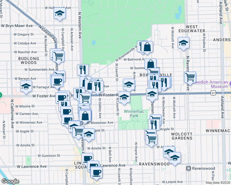 map of restaurants, bars, coffee shops, grocery stores, and more near in Chicago