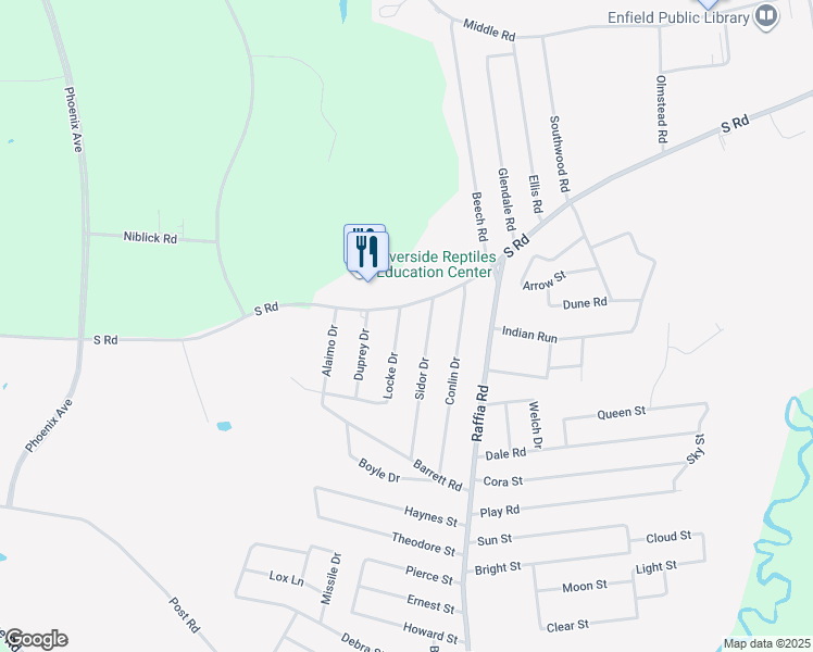 map of restaurants, bars, coffee shops, grocery stores, and more near 7 Locke Drive in Enfield