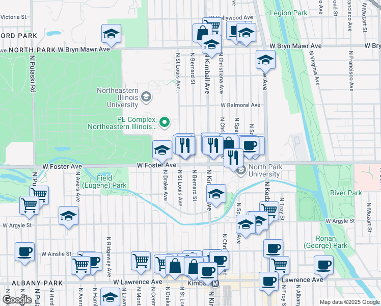 map of restaurants, bars, coffee shops, grocery stores, and more near in Chicago