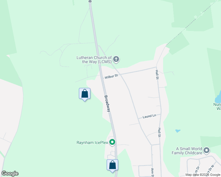 map of restaurants, bars, coffee shops, grocery stores, and more near 1789 Broadway in Raynham