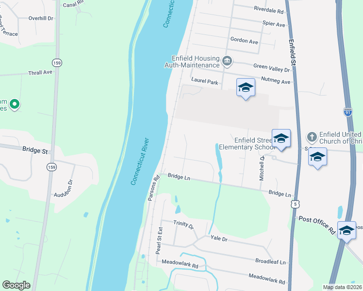 map of restaurants, bars, coffee shops, grocery stores, and more near 2 Rivercliff Lane in Enfield