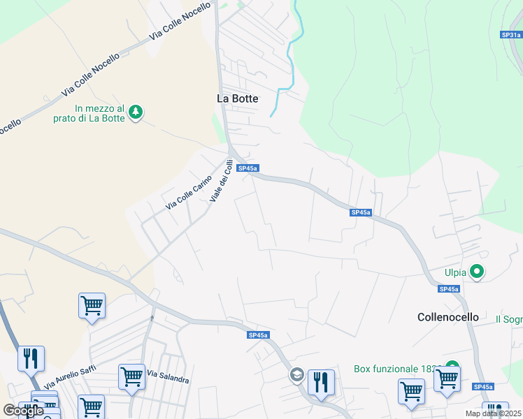 map of restaurants, bars, coffee shops, grocery stores, and more near 138 Via Colle Nocello in La Botte